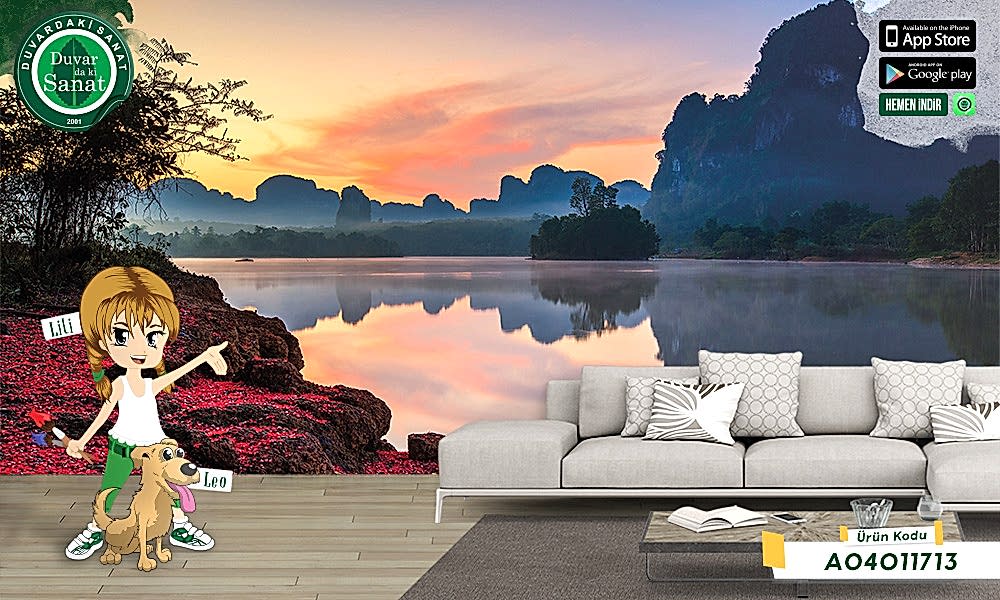 Duvardaki Sanat Göl Kıyısı Duvar Kağıdı