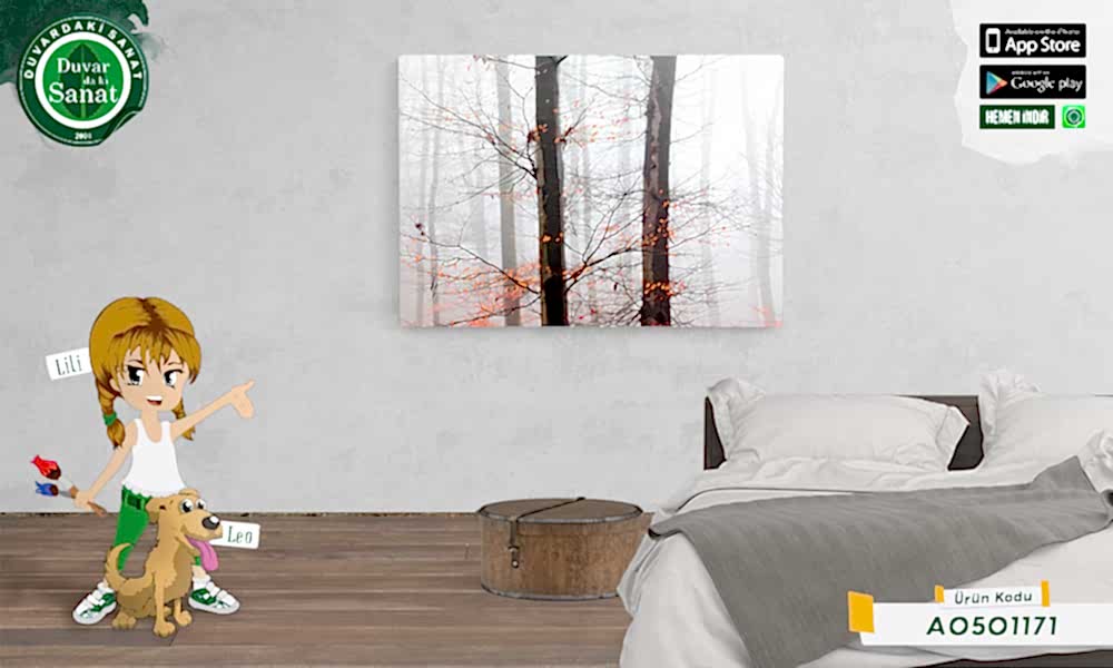 Duvardaki Sanat Kış Çiçeği Kanvas Tablo