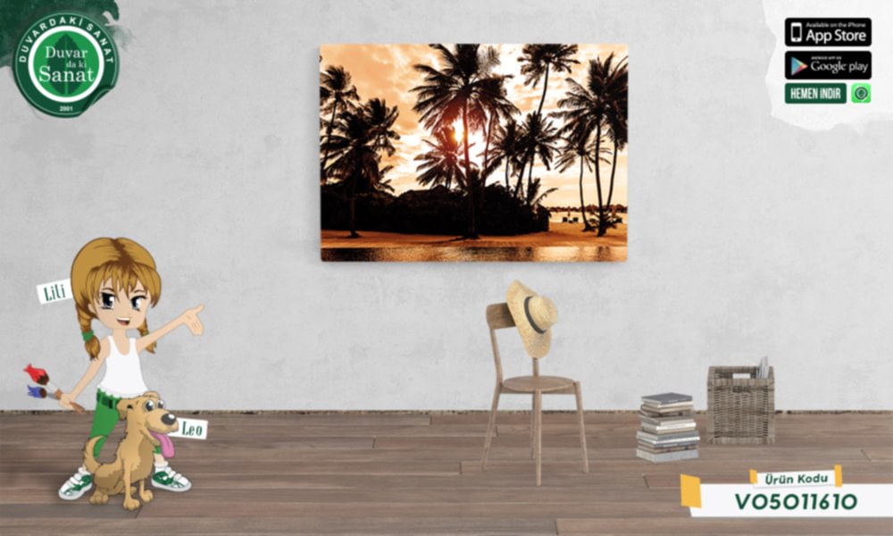 Duvardaki Sanat Gün Batımı Kanvas Tablo