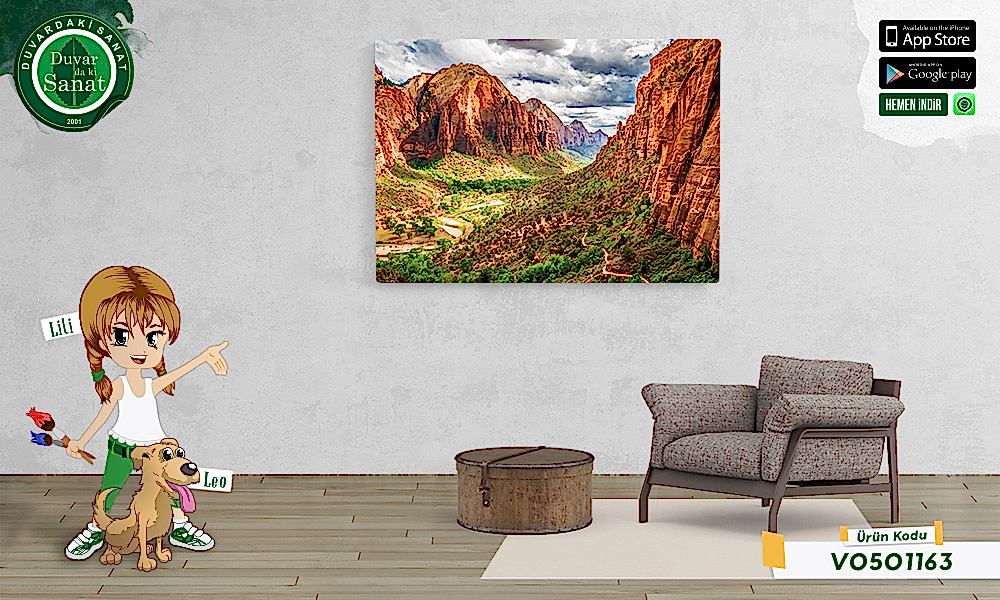 Duvardaki Sanat Zion Ulusal Parkı Kanvas Tablo