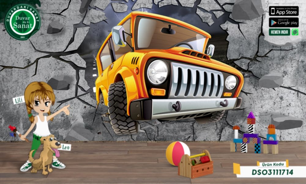 Duvardaki Sanat Üç Boyutlu Araba Duvar Kağıdı