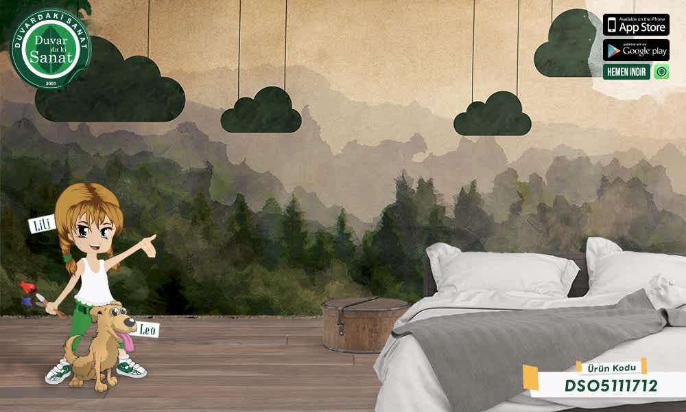Duvardaki Sanat Askıda Bulut 3 Boyutlu Duvar Kağıdı