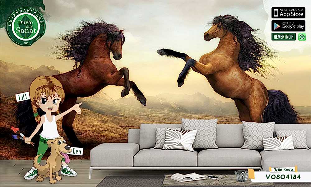 Duvardaki Sanat Şahlanmış Atlar Duvar Kağıdı