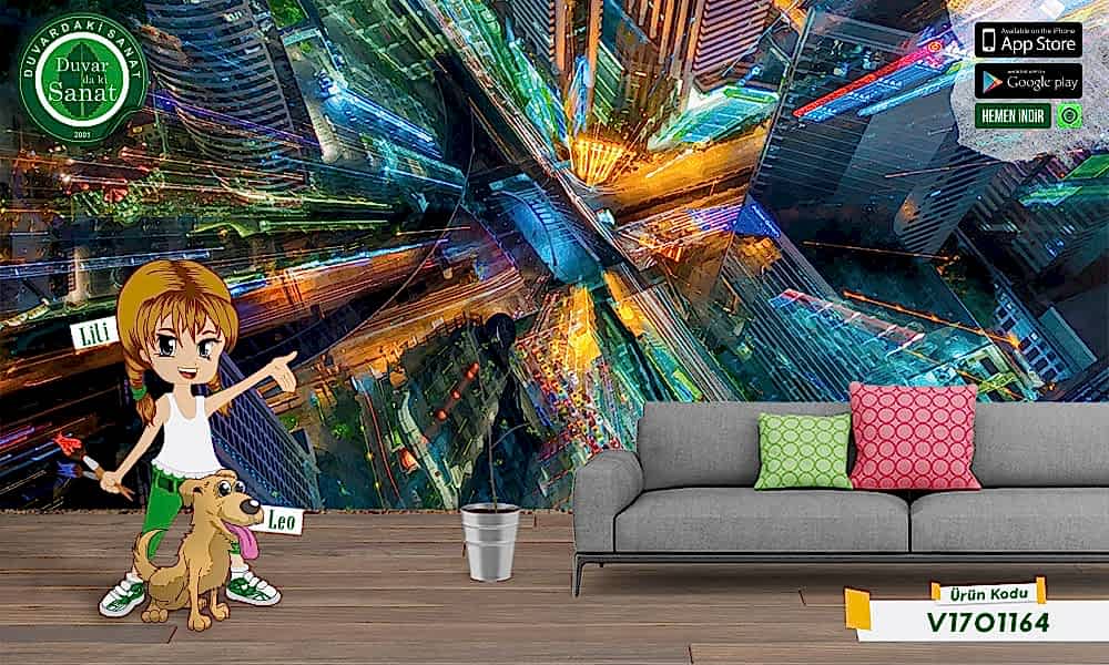 Duvardaki Sanat Baş Döndürücü Işık 3 Boyutlu Duvar Kağıdı
