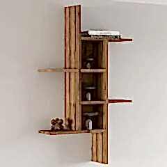 Madagaskar Duvar Rafı – Asimetrik Tasarım, Duvara Monte Dekoratif Kitaplık