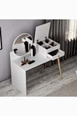 Nade Aynalı Makyaj Masası – Çekmeceli & Gizli Bölmeli