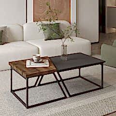 Verona İkili Orta Sehpa – Modern Tasarım Metal Ayaklı Sehpa Seti