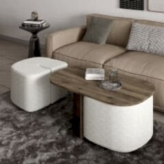 Twin Puflu Orta Sehpa – İkili Puf Saklama Alanlı ve Modern Tasarım