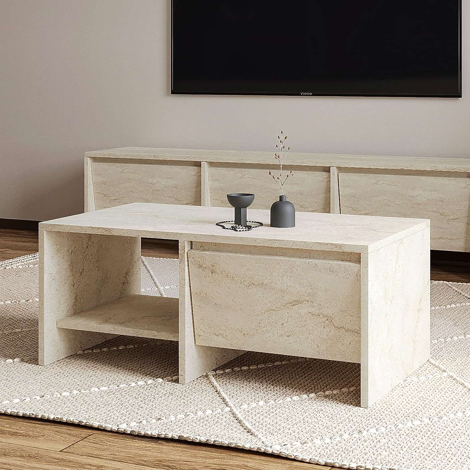 Laris Kapaklı Orta Sehpa – 90 cm Modern Tasarım