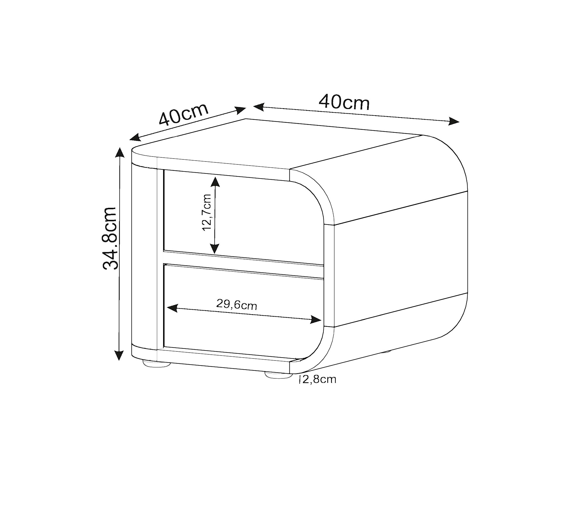 İnarch Dizayn Piero R Komodin Sağ Modül, 2 Kapaklı, Modern Minimalist Tasarım