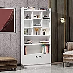 Tokyo Çok Amaçlı Dolap ve Kitaplık –Beyaz Renkli Geniş Raflı Kitaplık Dolap