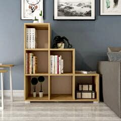 Noya 5 Raflı Basamak Tasarımlı Kitaplık – Modern Çok Amaçlı Ahşap Raf Ünitesi
