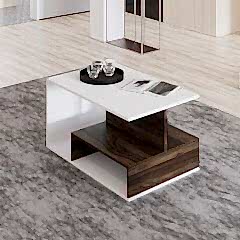 Vera Orta Sehpa Beyaz/Ceviz – Modern Tasarımlı Fonksiyonel Orta Sehpa