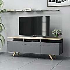 Berlin 150cm 3 Kapaklı Tv Ünitesi Antrasit - Safir Meşe