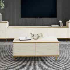 İmaj Modern Kapaklı Orta Sehpa – 90x45 cm | Mermer Desenli ve Gold Detaylı