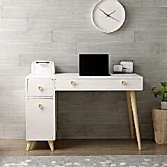 İnarch Çalışma Masası - Beyaz / Ahşap Ayaklı Ofis ve Bilgisayar Masası