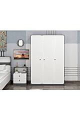 Life 3 Kapaklı Genç Odası Gardırop – Beyaz/Antrasit, Modern ve Fonksiyonel Dolap