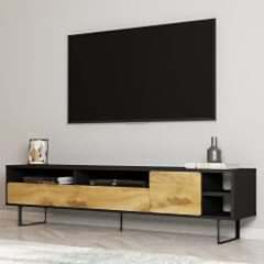 Luga Kapaklı TV Sehpası - Metal Siyah Ayaklı Modern Tasarım
