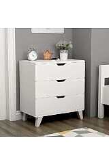 Valencia Şifonyer – 3 Çekmeceli, 72 cm Genişlik, Yüksek Ayaklı Beyaz Şık Şifonyer