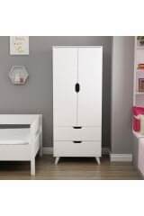Valencia 2 Kapaklı 2 Çekmeceli Modern Gardırop - Beyaz