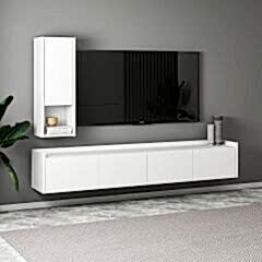 Sema T007 Duvara Monte Modern TV Ünitesi - Kapaklı Raflı Tasarım