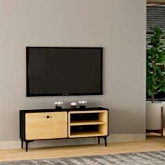 Selis T004 Modern TV Sehpası – Ahşap Siyah/Safir Meşe - 120 cm