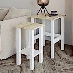 İnarch Dizayn Gina 2’li Kare Sehpa Seti–Modern,İç İçe Geçebilen,Yer Tasarruflu Tasarım,Ahşap Ayaklı